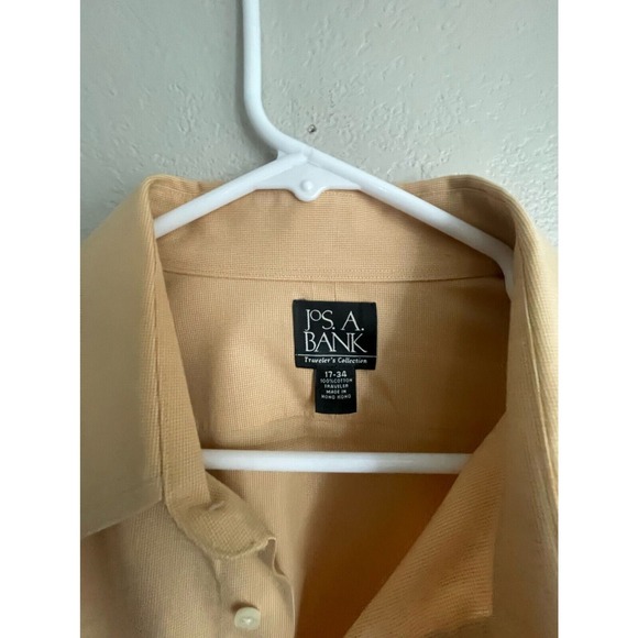 Jos A Bank 17-34 Travelers Collection Dress Shirt Yellow - Picture 11 of 11